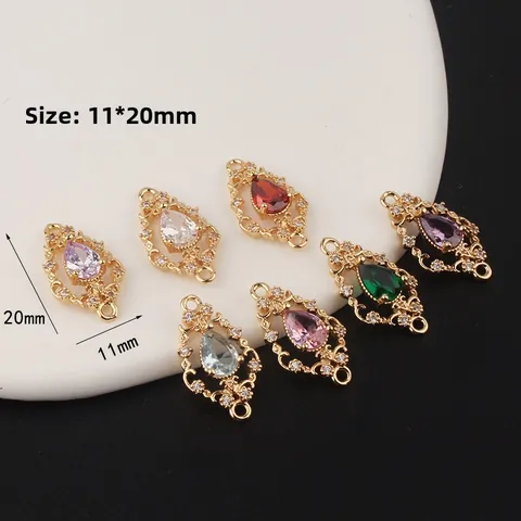Colgante de Cobre con Gota de Agua Hueca y Zirconia Microincrustada Sin Cadena Accesorio de Joyería DIY Retro para Collar