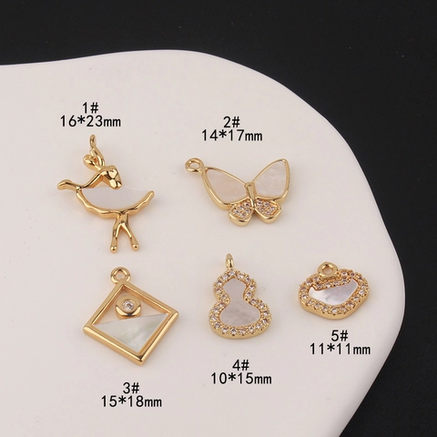 Gold Plated Copper Mother Of Artificial Pearl Zirconia Pendant Only Ballerina Butterfly DIY Jewelry Making Material Charms Pendants