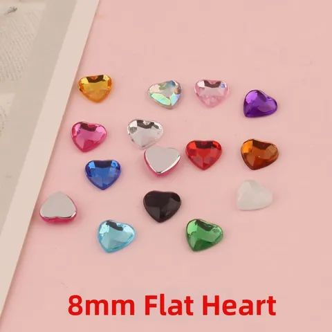 Acrylic Heart Shaped Rhinestones Flatback Faceted Heart Beads For DIY Jewelry Making And Craft Decoration Pearlescent Finish