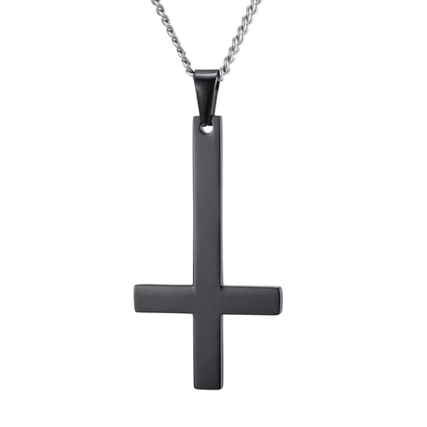 Stainless Steel St. Peter's Inverted Cross Necklace Pendant For Men Women Gothic Punk Jewelry Cross Religious Accessory
