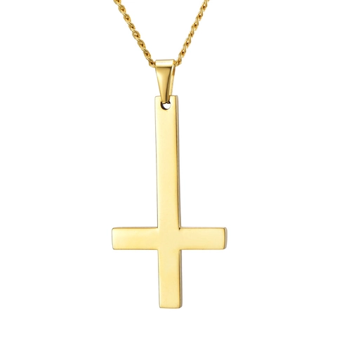 Stainless Steel St. Peter's Inverted Cross Necklace Pendant For Men Women Gothic Punk Jewelry Cross Religious Accessory