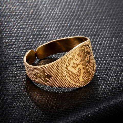Anillo De Cruz Retro Vintage Gótico Acero Inoxidable Chapado En Oro De 18K Anillo Abierto Ajustable Joyería De Moda