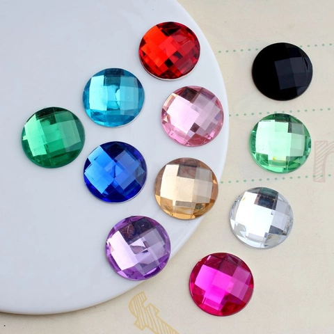 Runde Facettierte Acryl-Flachrücken-Erdbohrer-Strasssteine Für Handgefertigten Schmuck Dekoration Zubehör Mehrfarbig