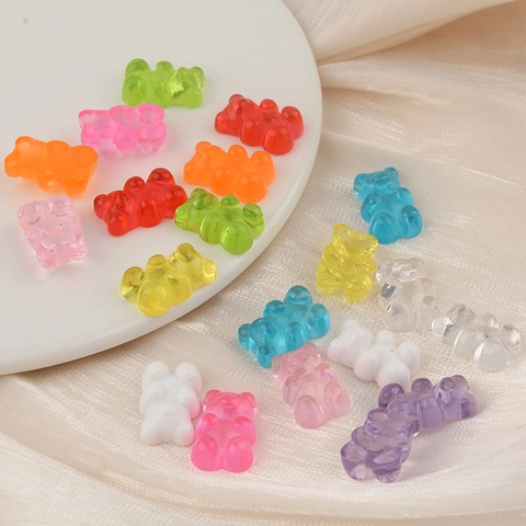 Cartoon Gummy Bear Resin Cabochons Flatback Candy Color Mini Bear Charms For DIY Jewelry Making Phone Case Hair Decor