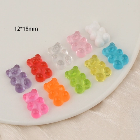 Cartoon Gummy Bear Resin Cabochons Flatback Candy Color Mini Bear Charms For DIY Jewelry Making Phone Case Hair Decor