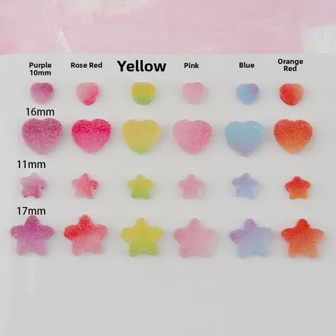 DIY Resin Gummy Heart Star Shape Gradient Color Frosted Sugar Coating Texture Patch For Hair Accessories Phone Case Jewelry Making