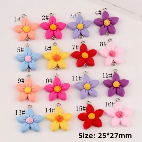 Resin Flower Pendants Multi Color Floral Charms With Metal Loop For DIY Necklace Earring Bracelet Jewelry Making Accessories