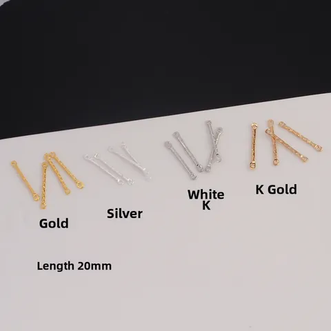 DIY Metal Alloy Connector Rods Hammered Texture Dual Hole Jewelry Making Finding Link Bar For Earring Tassel Handcraft Supplies