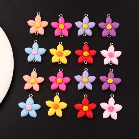 Resin Flower Pendants Multi Color Floral Charms With Metal Loop For DIY Necklace Earring Bracelet Jewelry Making Accessories