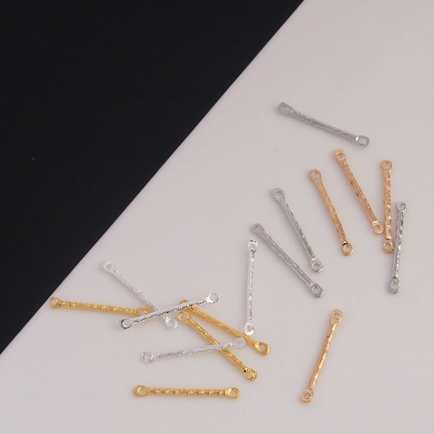 DIY Metal Alloy Connector Rods Hammered Texture Dual Hole Jewelry Making Finding Link Bar For Earring Tassel Handcraft Supplies