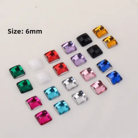 Strass a Fondo Piatto Quadrati in Acrilico Gemme di Cristallo Sfaccettate per Creazione Gioielli Fai da Te Decorazione Custodia Telefono Borsa