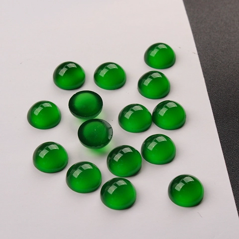Grüne Harz Katzenauge Cabochons Achat Optik Flache Rückseite Runde Steine Für Schmuckherstellung Haarnadeln DIY Material