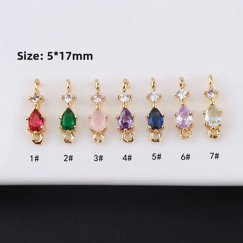 Pendentif Goutte d'Eau en Cuivre avec Zircone Connecteur Double Boucle pour Fabrication de Bijoux DIY Boucles d'Oreilles