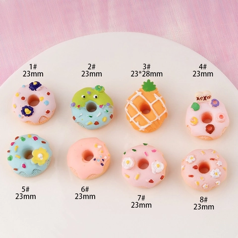 DIY Simulation Donut Fruit Resin Charms For Phone Case Decoration Homemade Hair Accessories Jewelry Making Craft Patch