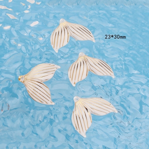 Acrylic Mermaid Tail Charms Gold Striped DIY Jewelry Making Material Ocean Style Fish Tail Pendants For Earrings Necklace