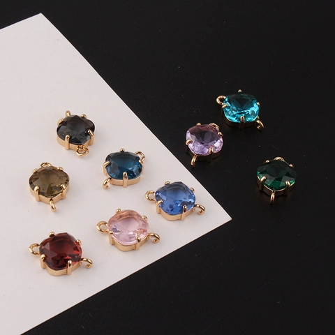Rhombus Square Crystal Connector Charm 18K Gold Plated Copper Cubic Zirconia Pendant For DIY Necklace Bracelet Earring Jewelry Making
