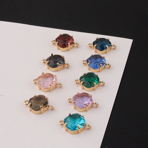 Rhombus Square Crystal Connector Charm 18K Gold Plated Copper Cubic Zirconia Pendant For DIY Necklace Bracelet Earring Jewelry Making