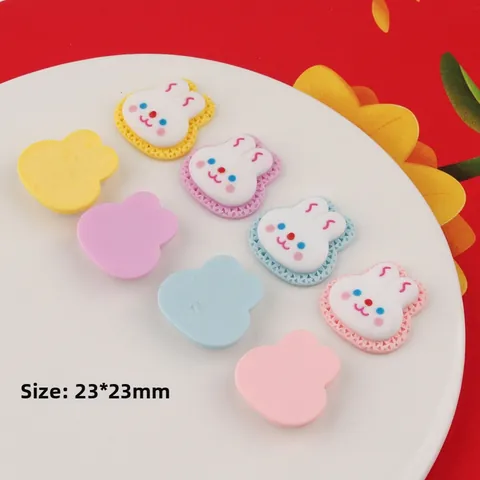 Cute Cartoon Bunny Resin Flatback Charms Biscuit Shape DIY Decoden Accessories For Phone Case Hair Clips Jewelry Making