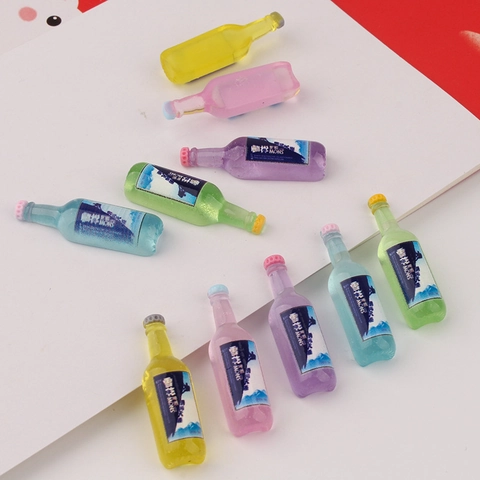 Miniature Resin Beer Bottle Charms Simulation Drink Bottle Model For DIY Phone Case Decor Dollhouse Miniature Food Play Accessory
