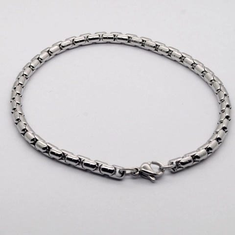 Minimalistisch Roestvrij Staal Box Ketting Armband voor Mannen Vrouwen Unisex Industrieel Stijl Gepolijst Handgemaakte Metalen Schakel Armband