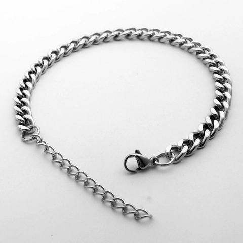 Hip Hop Roestvrij Stalen Cubaanse Schakel Armband Voor Heren Unisex Punk Gepolijste Curb Chain Sieraden Cadeau Zilveren Kleur