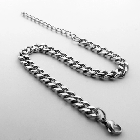 Hip Hop Roestvrij Stalen Cubaanse Schakel Armband Voor Heren Unisex Punk Gepolijste Curb Chain Sieraden Cadeau Zilveren Kleur
