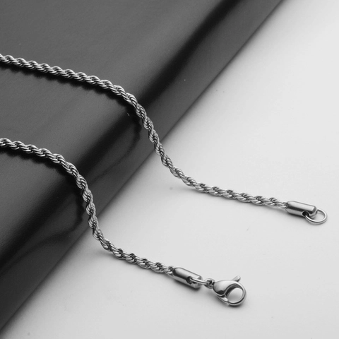 Roestvrijstalen Touwketting Halsketting Voor Mannen Vrouwen Minimalistische Twist Schakelketting Sieraden Cadeau Accessoires Goud Zilver