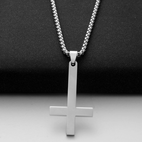 Minimalist Stainless Steel Inverted Cross Pendant Only Without Chain Silver Polished St Peter Cross Jewelry For Men Women