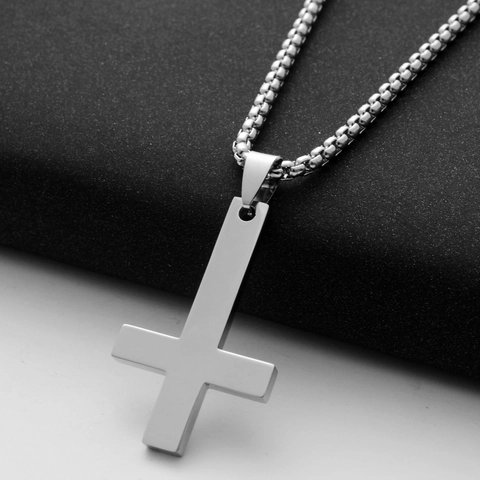 Minimalist Stainless Steel Inverted Cross Pendant Only Without Chain Silver Polished St Peter Cross Jewelry For Men Women