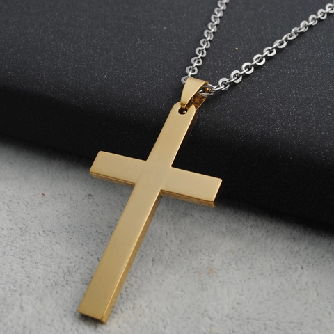 Titanium Stalen Kruis Hanger Halsketting Voor Mannen Vrouwen Gepersonaliseerde Religieuze Sieraden Minimalistische Roestvrij Stalen Ketting