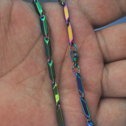 Roestvrij Staal Regenboog Zilver Geometrisch Prisma Bamboe Ketting Armband Voor Dames Heren Cyberpunk Trendy Verstelbaar Sieraden