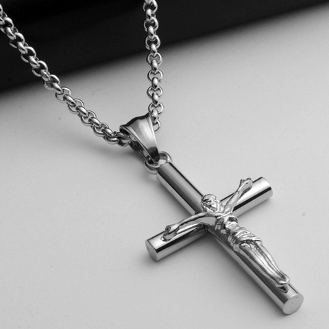 Pendentif Crucifix Jésus En Acier Inoxydable Bijoux Croix Chrétienne Religieuse Pour Hommes Femmes Argent Bijoux Catholiques