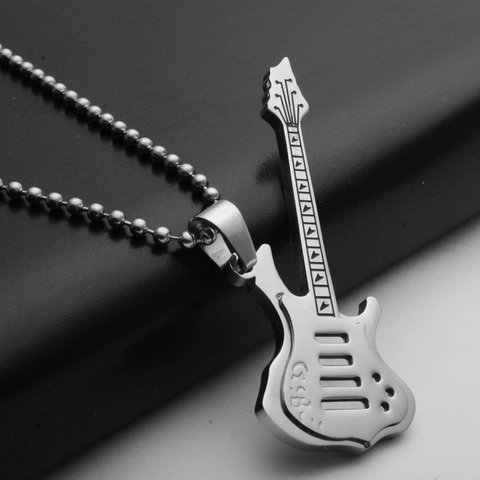 Cool 316 Stainless Steel Electric Guitar Pendant For Men Women Hip Hop Music Theme Jewelry No Chain Accessory Gift