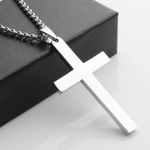 Minimalist Stainless Steel Cross Pendant Polished Geometric Religious Christian Pendant Only For Men Women Jewelry Accessory