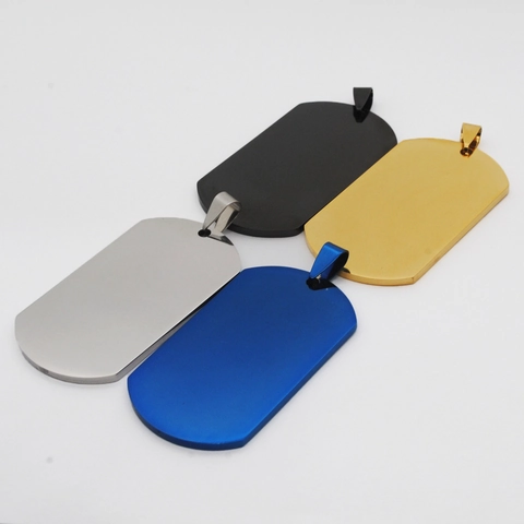Collar con Colgante de Placa Militar de Acero Inoxidable Minimalista para Hombre Mujer Estilo Militar Negro Oro Plata Azul