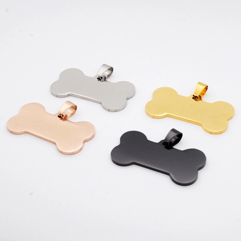Stainless Steel Bone Shape Dog ID Tag Engraving Blank Pet Pendant Military Style Necklace Jewelry For Men Women Pets