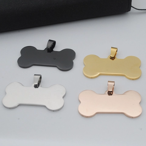 Stainless Steel Bone Shape Dog ID Tag Engraving Blank Pet Pendant Military Style Necklace Jewelry For Men Women Pets