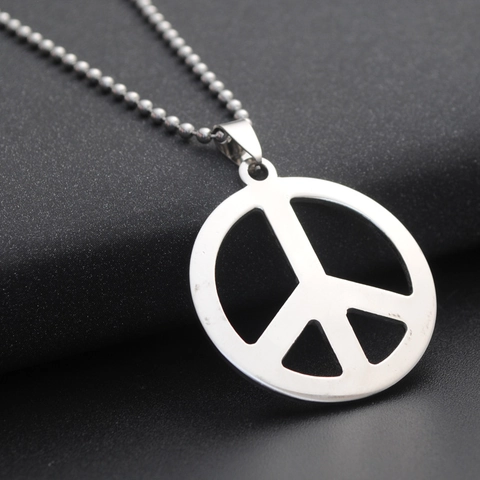 Stainless Steel Peace Sign Pendant Round Hollow Out Geometric Charm Vintage Unisex Jewelry Accessory Gift No Chain