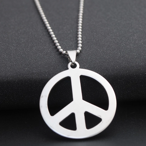 Stainless Steel Peace Sign Pendant Round Hollow Out Geometric Charm Vintage Unisex Jewelry Accessory Gift No Chain