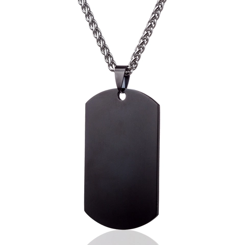 Collar con Colgante de Placa Militar de Acero Inoxidable Minimalista para Hombre Mujer Estilo Militar Negro Oro Plata Azul