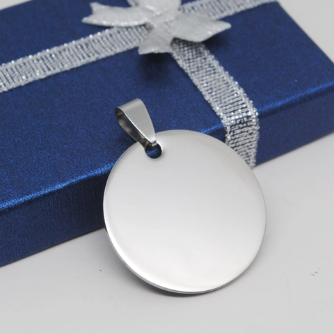 Colgante Redondo de Acero Inoxidable Minimalista Acero de Titanio Pulido Estilo Militar Accesorio de Etiqueta en Blanco Para Joyería Unisex