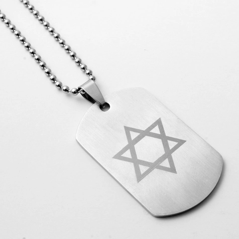 Roestvrijstalen Hexagram Hanger Ketting Mannen Vrouwen Zilver Geborsteld Metaal Davidsster Dog Tag Hanger Sieraden Cadeau