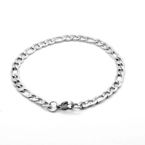 Unisex Titanium Staal Figaro Ketting Armband Minimalistisch Roestvrij Staal Zilverkleurig Gepolijst Sieraden Voor Dames Heren