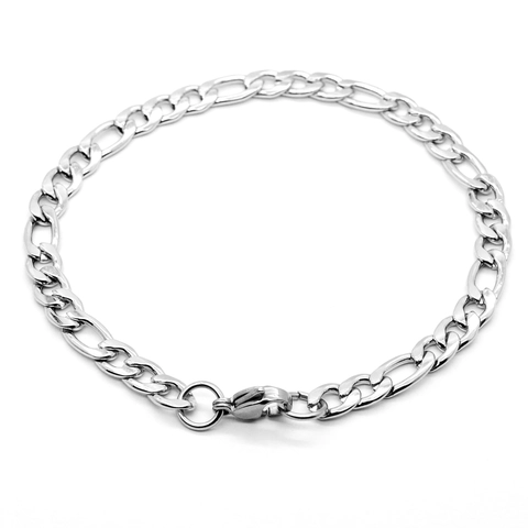 Unisex Titanium Staal Figaro Ketting Armband Minimalistisch Roestvrij Staal Zilverkleurig Gepolijst Sieraden Voor Dames Heren