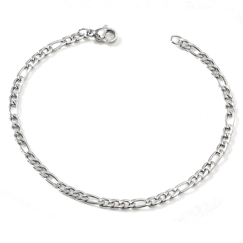 Pulsera de Cadena Figaro de Acero Inoxidable Minimalista para Mujeres Hombres Eslabón Plateado 3mm Joyería de Regalo