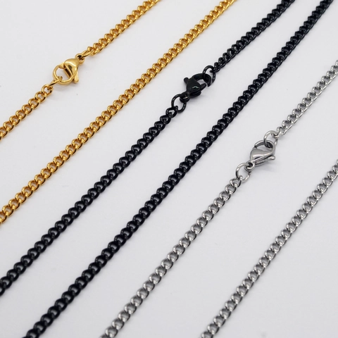 Roestvrij Stalen Curb Ketting Voor Mannen Vrouwen Goud Zwart Zilver Vervangende Ketting Sieraden