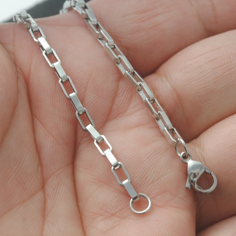 Unisex Stainless Steel Long Box Chain Bracelet Minimalist Geometric Link Chain Bracelet For Men Women Jewelry Gift
