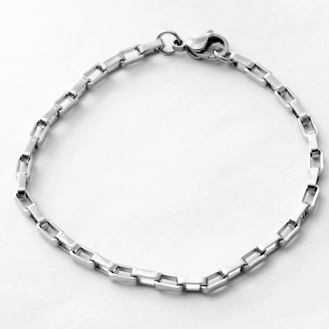 Unisex Stainless Steel Long Box Chain Bracelet Minimalist Geometric Link Chain Bracelet For Men Women Jewelry Gift