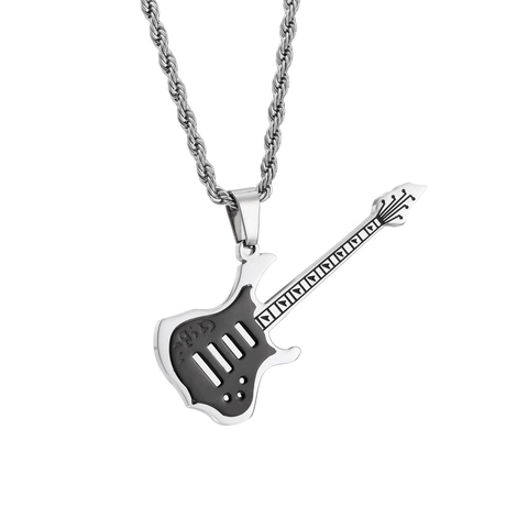 Stainless Steel Electric Guitar Pendant Music Theme Rock Punk Style Jewelry Pendant Only Without Chain For Men Women