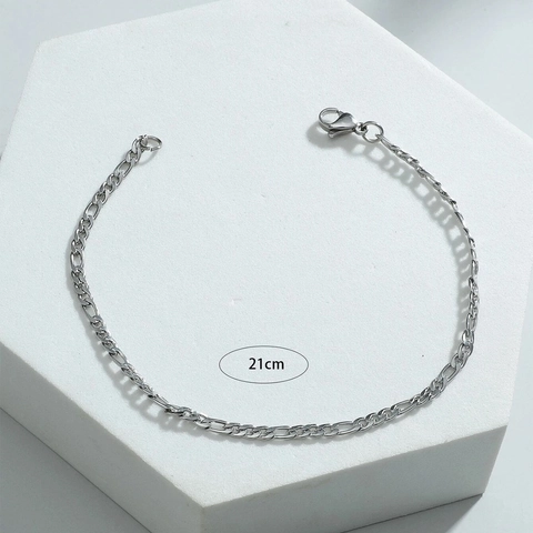 Pulsera de Cadena Figaro de Acero Inoxidable Minimalista para Mujeres Hombres Eslabón Plateado 3mm Joyería de Regalo